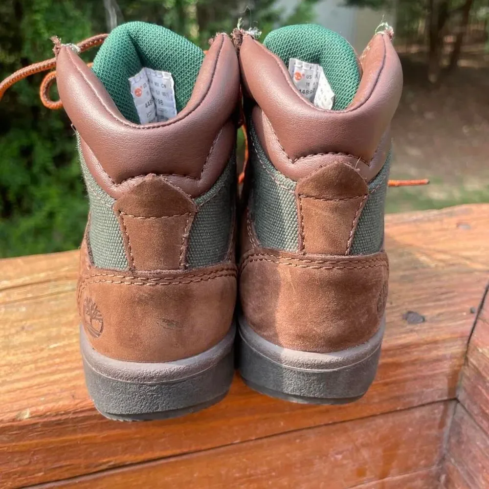 Timberland  Youth 10 Feild Boots Brown Green/ Olive Waterproof Boots
